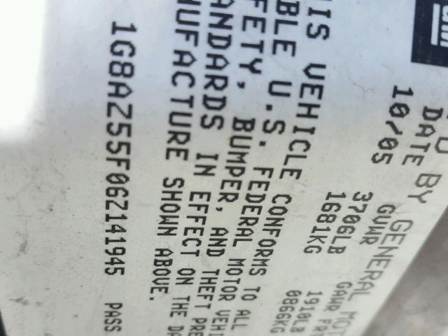 1G8AZ55F06Z141945 - 2006 SATURN ION LEVEL SILVER photo 10