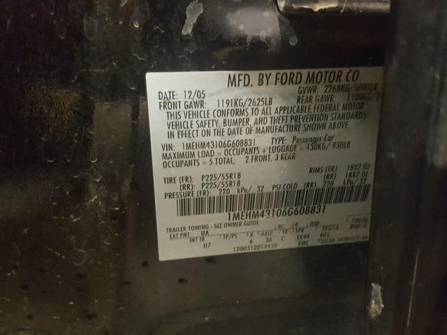 1MEHM43106G608831 - 2006 MERCURY MONTEGO PR 黑色 照片 10