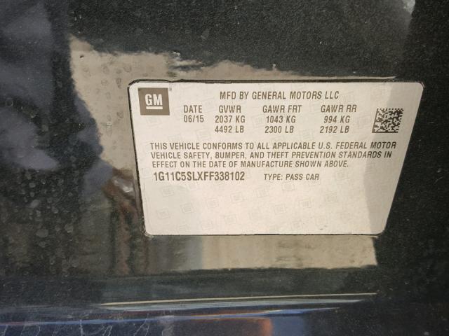 1G11C5SLXFF338102 - 2015 CHEVROLET MALIBU 1LT BLACK photo 10