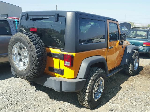 1C4AJWAG7CL222909 - 2012 JEEP WRANGLER S 黄色 照片 4