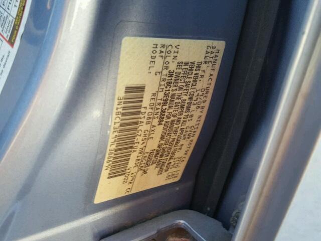 3N1BC13E99L388894 - 2009 NISSAN VERSA S SILVER photo 10