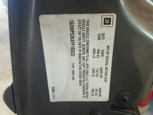 1G2WP52K4YF183532 - 2000 PONTIAC GRAND PRIX BROWN photo 10