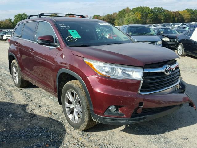 5TDBKRFH9GS277256 - 2016 TOYOTA HIGHLANDER MAROON photo 1