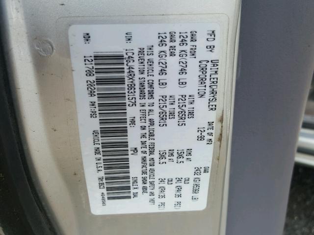 1C4GJ44RXYB631575 - 2000 CHRYSLER GRAND VOYA Gümüş foto 10