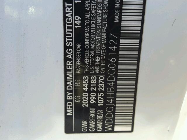 WDDGJ4HB4DG061427 - 2013 MERCEDES-BENZ C 250 WHITE photo 10