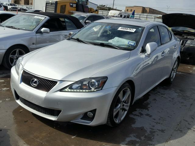 JTHBF5C28D5192843 - 2013 LEXUS IS 250 SILVER photo 2