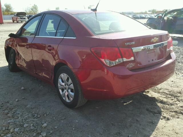 1G1PF5SC1C7389964 - 2012 CHEVROLET CRUZE LT RED photo 3