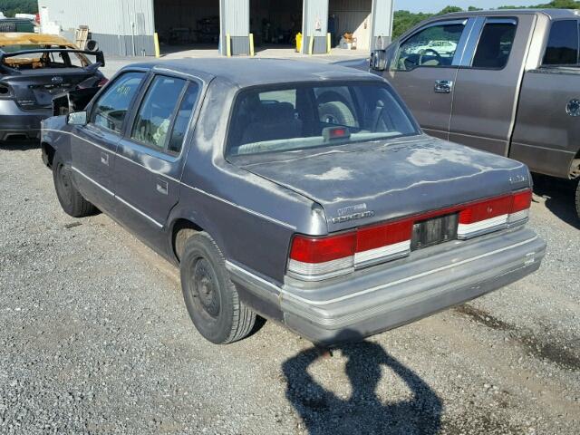 1P3XA46K7MF646974 - 1991 PLYMOUTH ACCLAIM GRAY photo 3