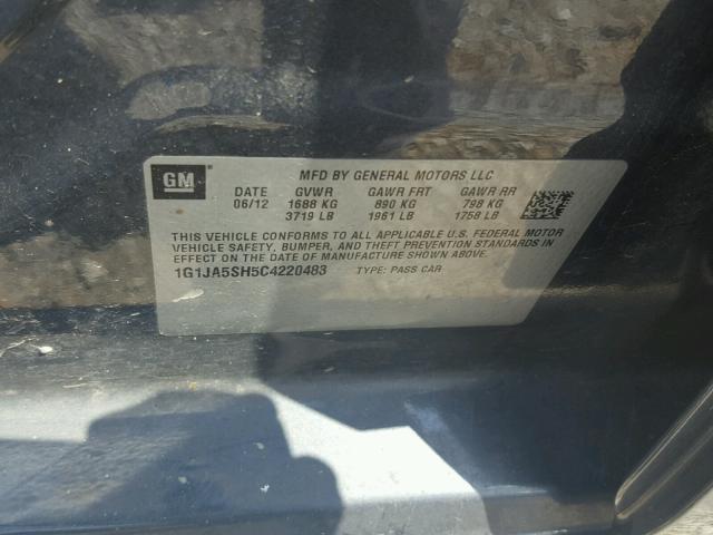 1G1JA5SH5C4220483 - 2012 CHEVROLET SONIC LS GRAY photo 10