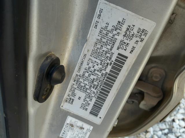 JTEHF21A420044988 - 2002 TOYOTA HIGHLANDER SILVER photo 10