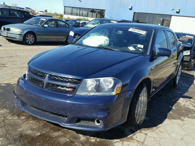 1C3CDZBGXDN576594 - 2013 DODGE AVENGER BLUE photo 2