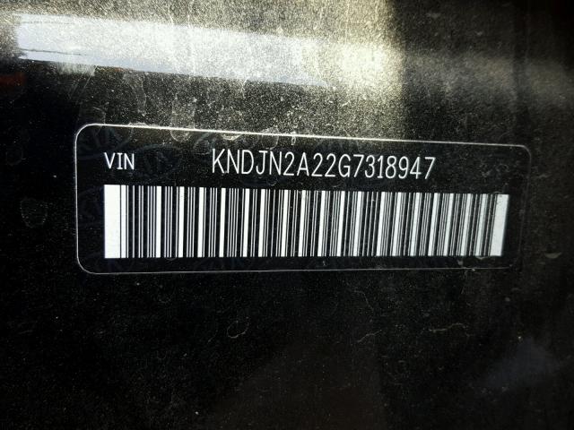 KNDJN2A22G7318947 - 2016 KIA SOUL BLACK photo 10