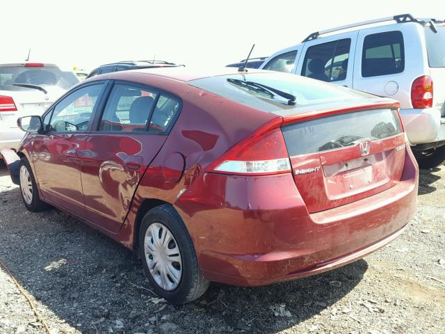 JHMZE2H50AS019902 - 2010 HONDA INSIGHT LX RED photo 3