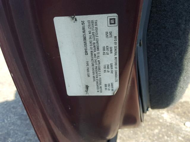 2G1WW12M3V9319462 - 1997 CHEVROLET MONTE CARL 栗色 照片 10