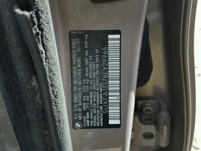 5UXFA13576LY29965 - 2006 BMW X5 3.0I GOLD photo 10