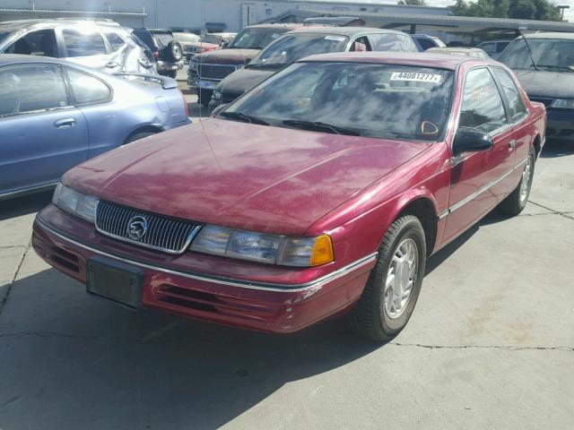 1MEPM6045MH651493 - 1991 MERCURY COUGAR LS RED photo 2