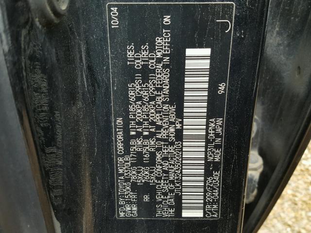 JTLKT324350202103 - 2005 TOYOTA SCION XB Қара фото 10