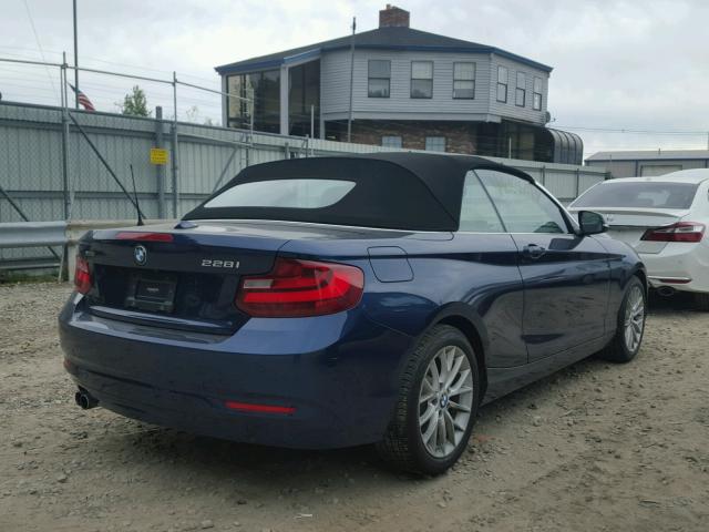 WBA1K7C5XFV472651 - 2015 BMW 228 XI BLUE photo 4