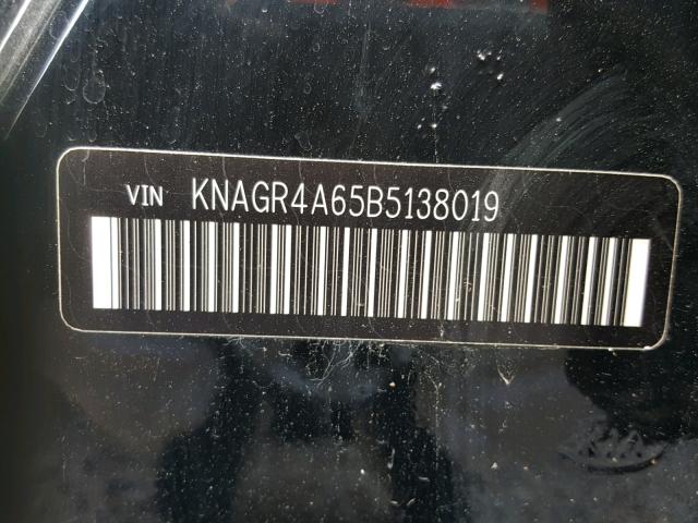 KNAGR4A65B5138019 - 2011 KIA OPTIMA SX BLACK photo 10