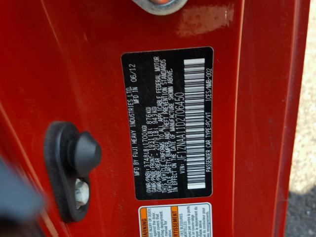 JF1ZNAA11D2706450 - 2013 TOYOTA SCION FR-S წითელი ფოტო 10