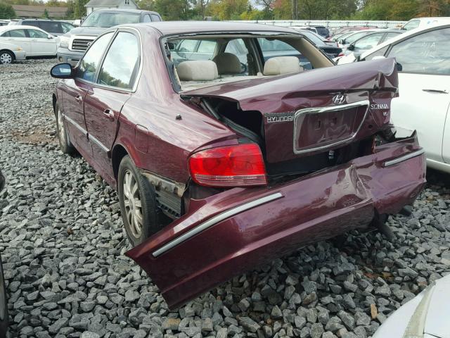 KMHWF35H94A934582 - 2004 HYUNDAI SONATA GLS RED photo 3