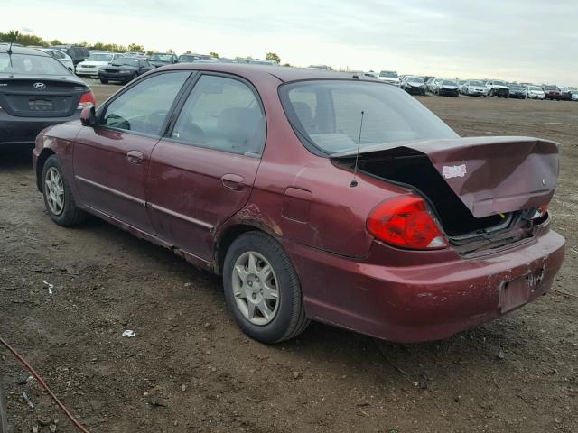 KNAFB121X25109956 - 2002 KIA SPECTRA MAROON photo 3