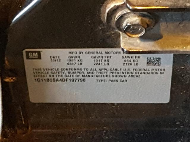 1G11B5SA4DF197798 - 2013 CHEVROLET MALIBU LS Qara foto 10