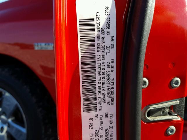 1C6RD6FT1CS300677 - 2012 DODGE RAM 1500 RED photo 10