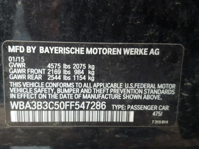 WBA3B3C50FF547286 - 2015 BMW 328 XI BLACK photo 10