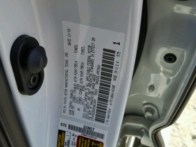 5TFAX5GN2HX081889 - 2017 TOYOTA TACOMA WHITE photo 10