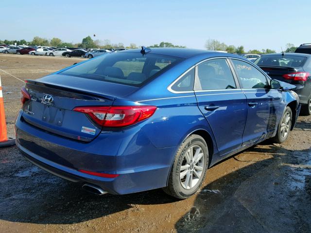 5NPE24AF3FH017509 - 2015 HYUNDAI SONATA BLUE photo 4