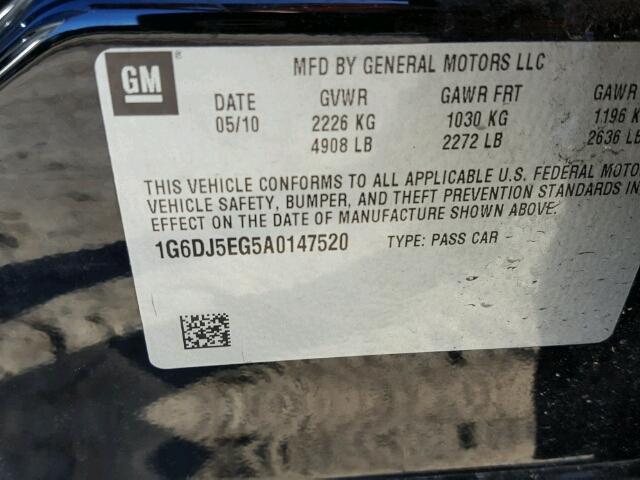 1G6DJ5EG5A0147520 - 2010 CADILLAC CTS PERFOR Siyah fotoğraf 10