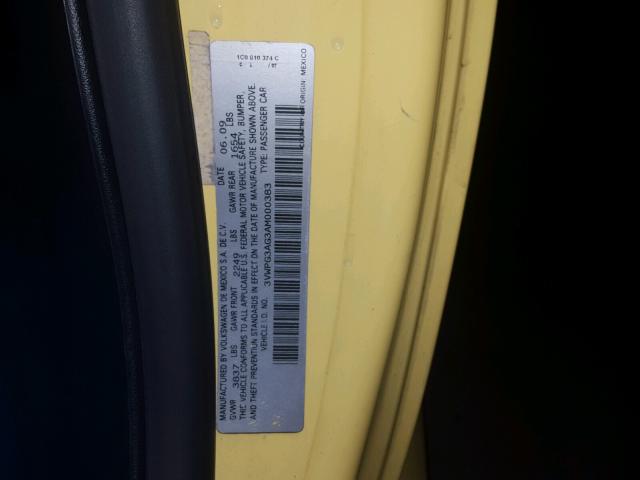 3VWPG3AG3AM000383 - 2010 VOLKSWAGEN NEW BEETLE ყვითელი ფოტო 10