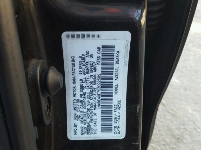 1NXBE40E79Z022589 - 2009 TOYOTA COROLLA XR 黑色 照片 10