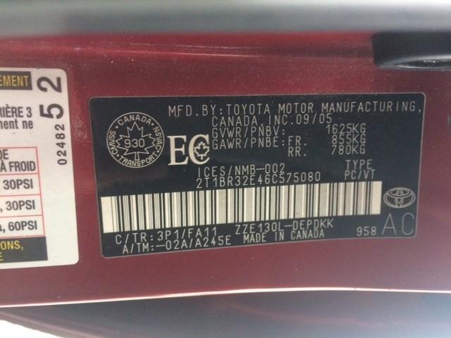 2T1BR32E46C575080 - 2006 TOYOTA COROLLA CE RED photo 9