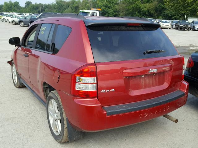 1J8FF47W37D261029 - 2007 JEEP COMPASS RED photo 3
