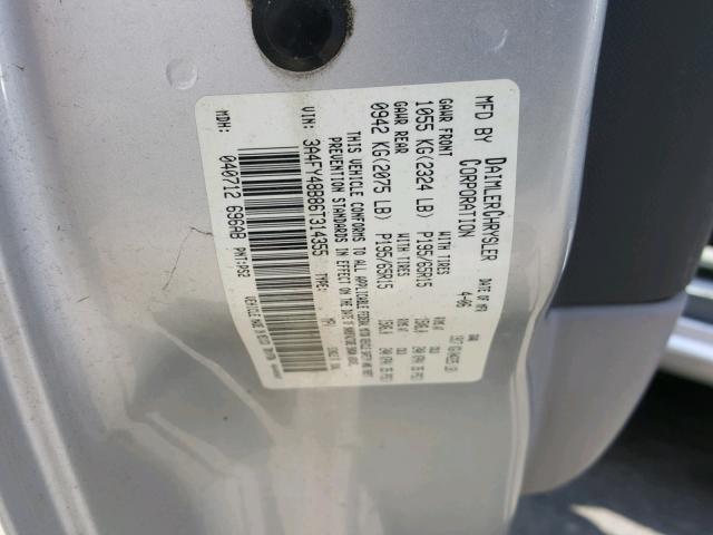 3A4FY48B86T314355 - 2006 CHRYSLER PT CRUISER SILVER photo 10