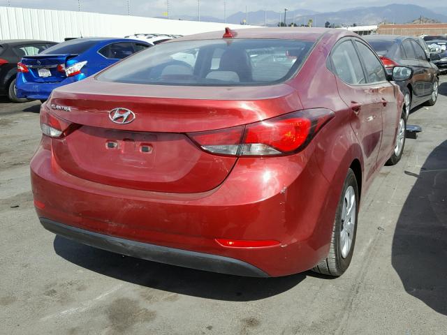 5NPDH4AE2GH748435 - 2016 HYUNDAI ELANTRA SE MAROON photo 4