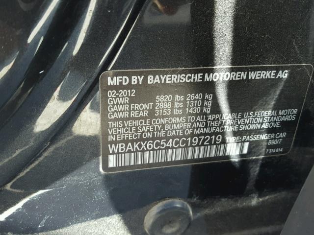 WBAKX6C54CC197219 - 2012 BMW 750 I BLACK photo 10