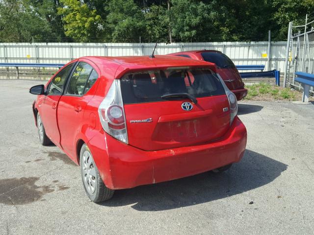 JTDKDTB38C1522489 - 2012 TOYOTA PRIUS C RED photo 3