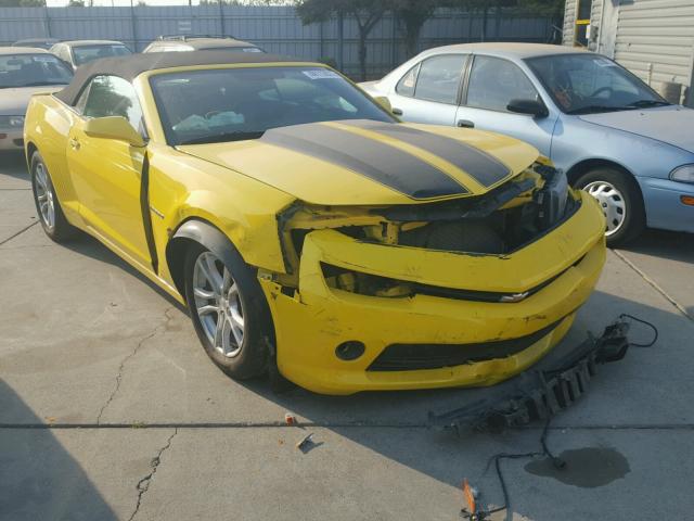 2G1FB3D32E9193977 - 2014 CHEVROLET CAMARO LT YELLOW photo 1