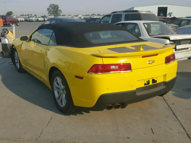 2G1FB3D32E9193977 - 2014 CHEVROLET CAMARO LT YELLOW photo 3