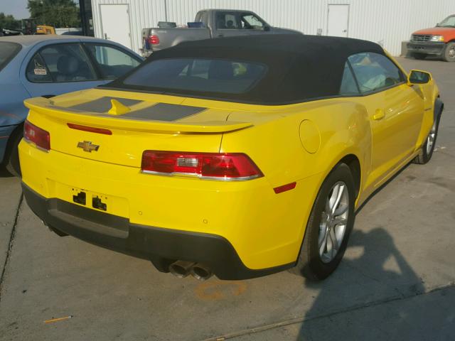 2G1FB3D32E9193977 - 2014 CHEVROLET CAMARO LT YELLOW photo 4