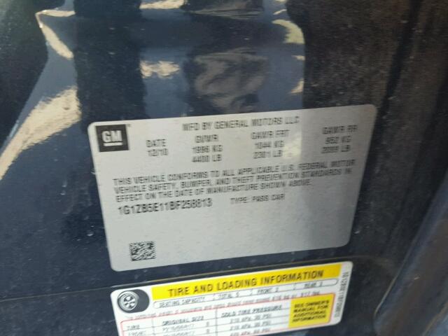 1G1ZB5E11BF258813 - 2011 CHEVROLET MALIBU LS BLUE photo 10