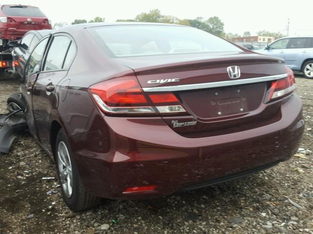 19XFB2F50FE093525 - 2015 HONDA CIVIC LX BURGUNDY photo 3