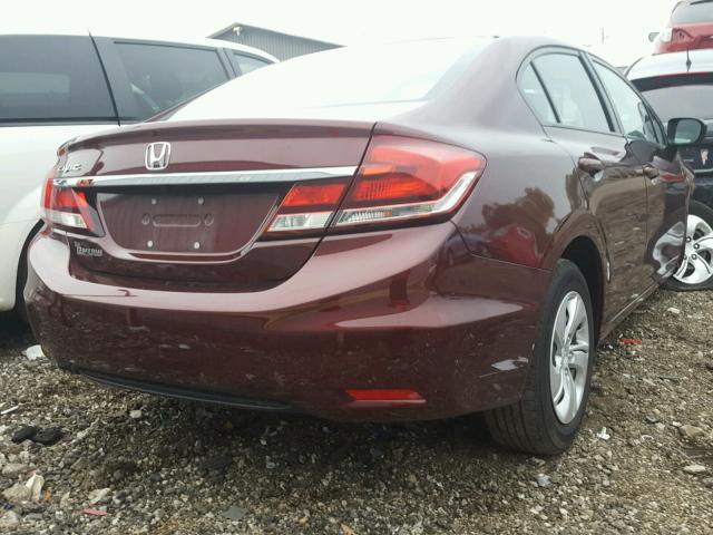 19XFB2F50FE093525 - 2015 HONDA CIVIC LX BURGUNDY photo 4