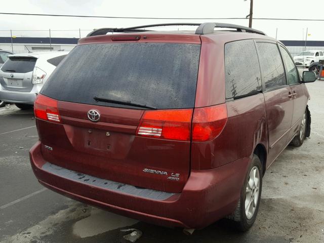 5TDBA23C24S008322 - 2004 TOYOTA SIENNA LE BURGUNDY photo 4