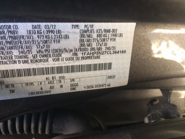 1FAHP3N27CL364189 - 2012 FORD FOCUS TITA GRAY photo 9