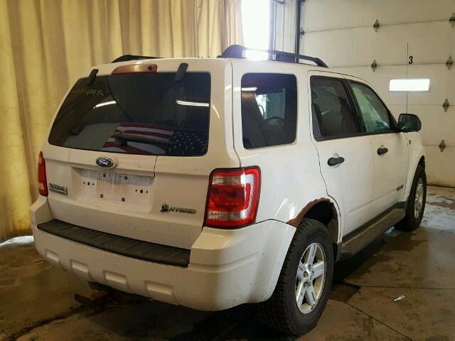 1FMCU59H68KE54627 - 2008 FORD ESCAPE HEV WHITE photo 4