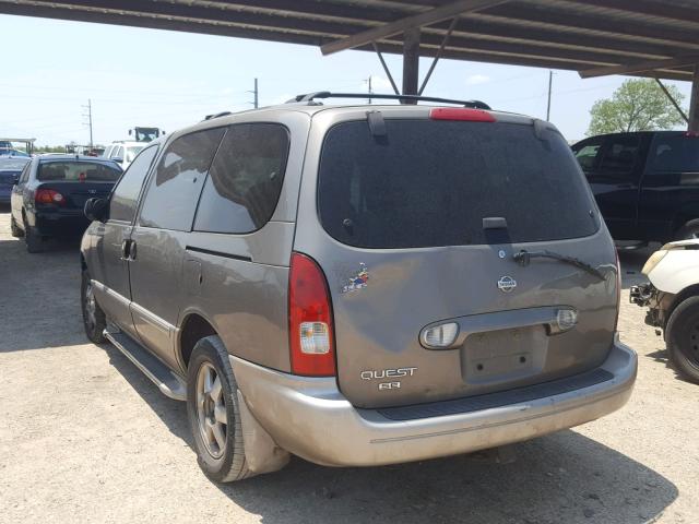 4N2ZN16T81D816963 - 2001 NISSAN QUEST SE BROWN photo 3